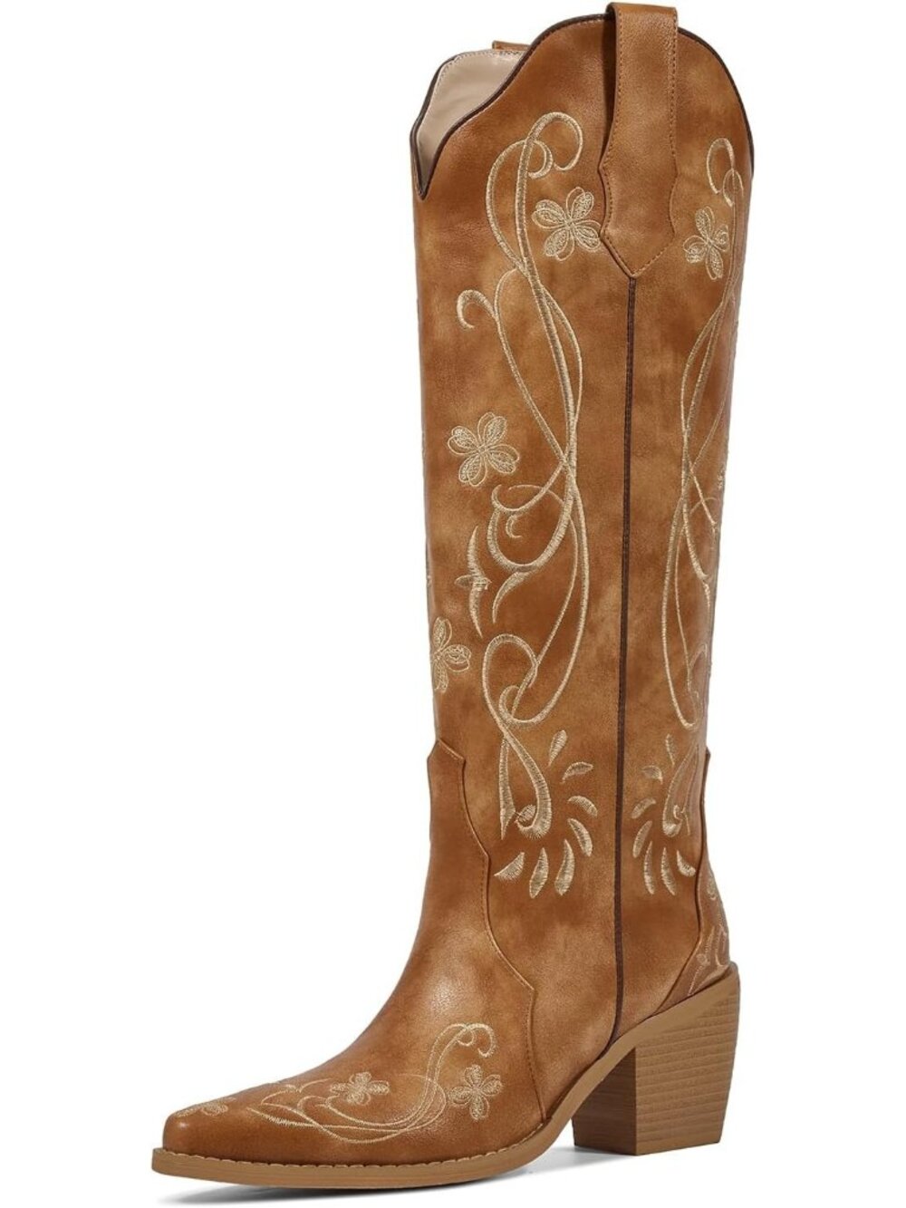 Women's Traditional Brown Comfortable Versatile Pull On Non-slip Western Boots